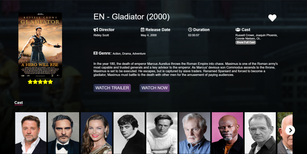 Gladiator on eternal tv